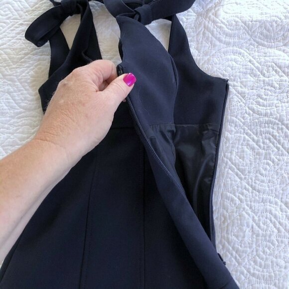 Cinq A Sept Woman's Sz 0  Dark Blue Jeanette Tied Asymmetrical Mini Dress - Picture 8 of 9